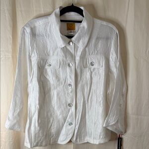 Ruby Rd. White Satin-Like Lined Jacket